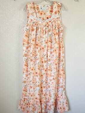 Ella Simone XS Chemise Floral Cotton Lace Ruffle Hemline Cottagecore